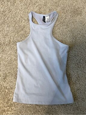 Divided Light Blue Ribbed Racerback Tank